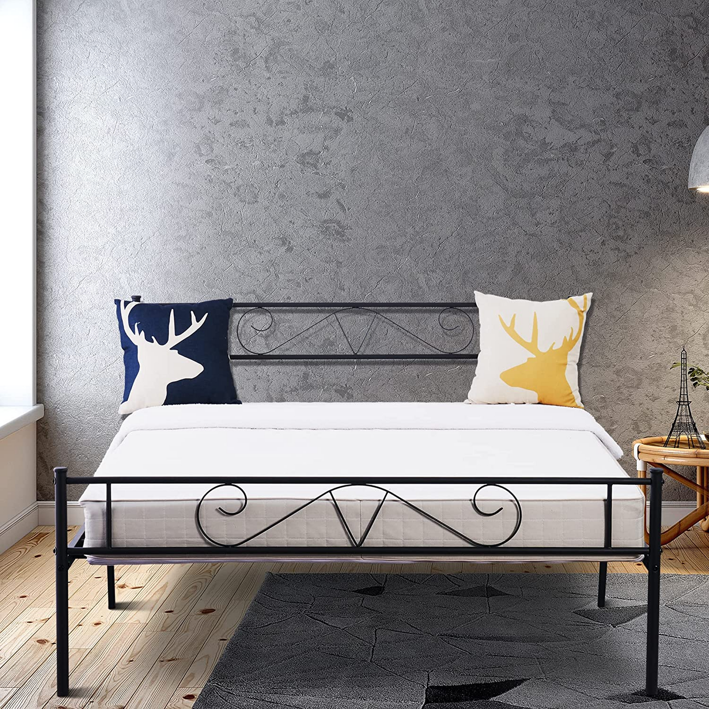 Premium Queen Size Bedframe + Headboard Set With Heavy-duty Noise-free Support, No Boxspring Needed