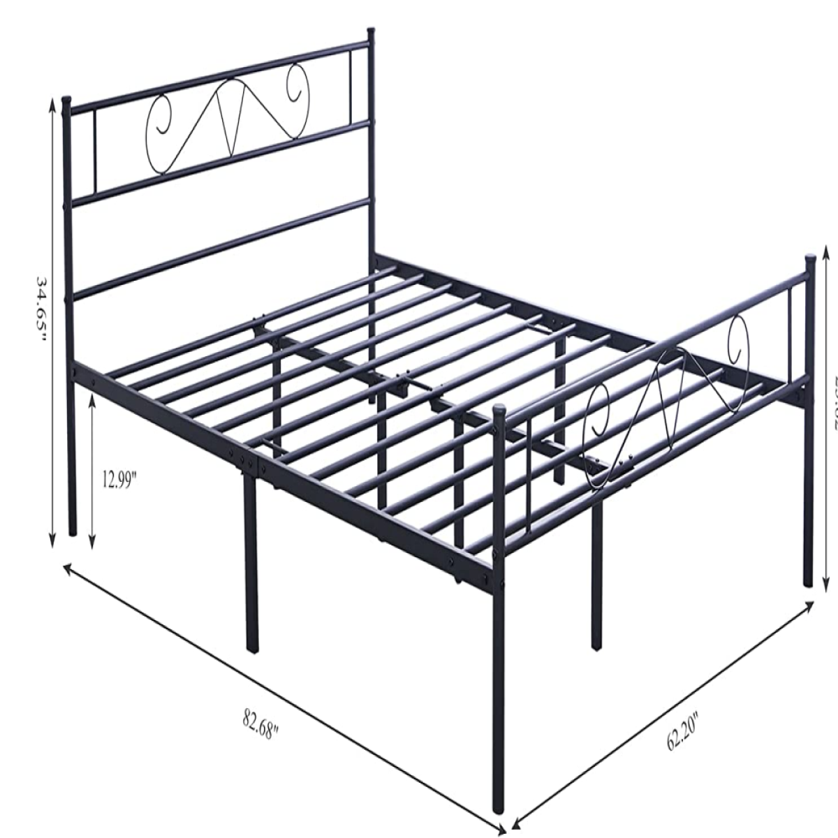 Premium Queen Size Bedframe + Headboard Set With Heavy-duty Noise-free Support, No Boxspring Needed