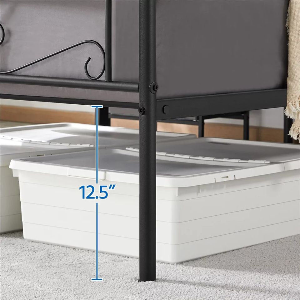 Premium Twin Size Bed Frame W/ Headboard & Footboard, Noiseless Metal Slats, No Boxspring Needed