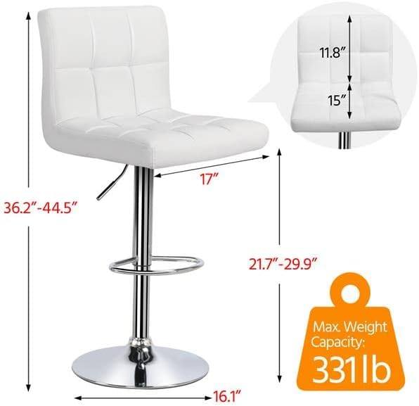 SUPER DEAL! Plush Set of 4 Comfy Leather Bar Stools, Sturdy Base, Adjustable Heights, Swivel*Chic!