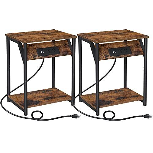 BRAND NEW Side Tables with Charging Station, Set of 2 End Tables with USB Ports