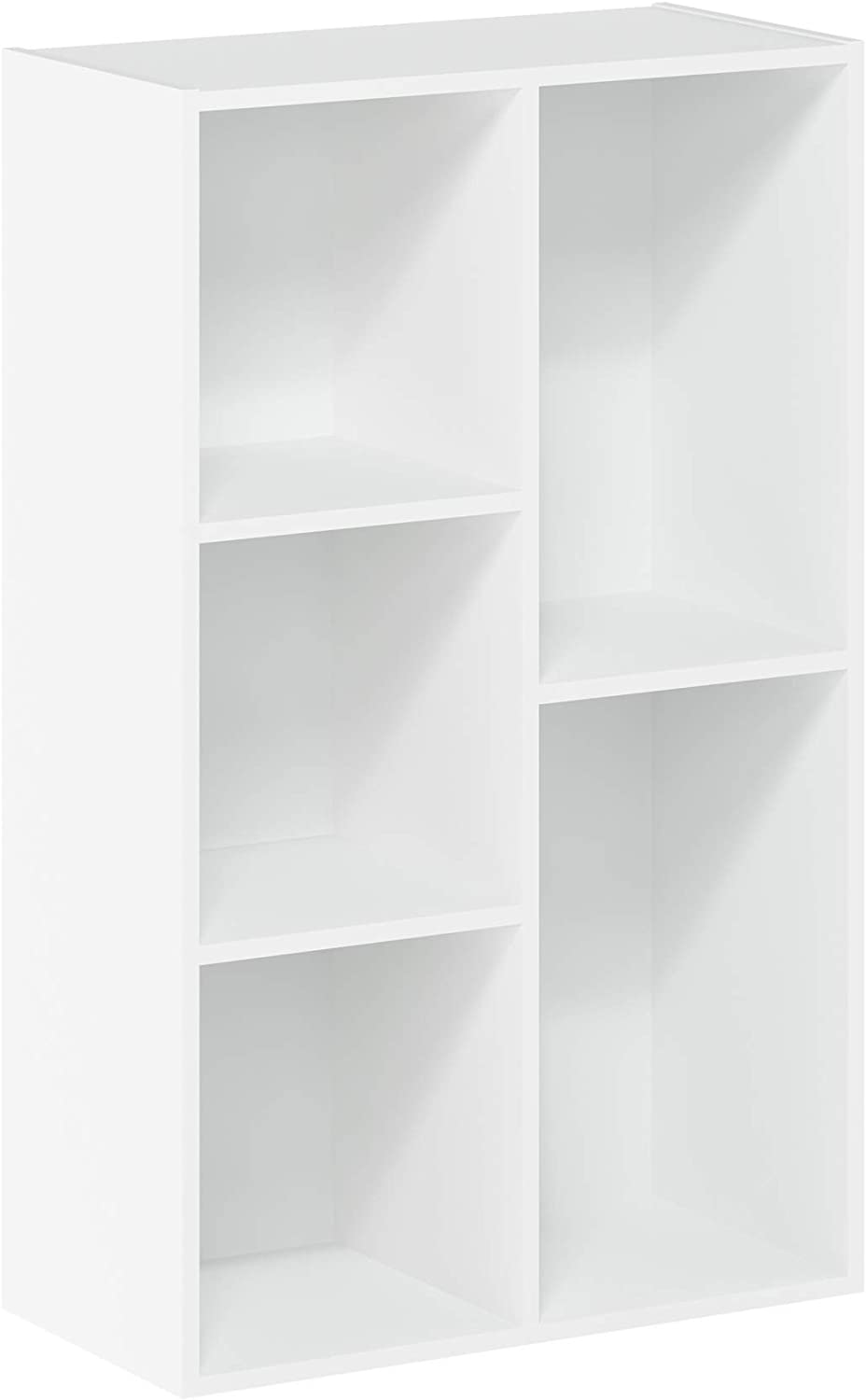 Simple Stylish Modern 5 Cube Bookcase or Bookshelf, Cute Storage Organizer, Toy Organizer, White