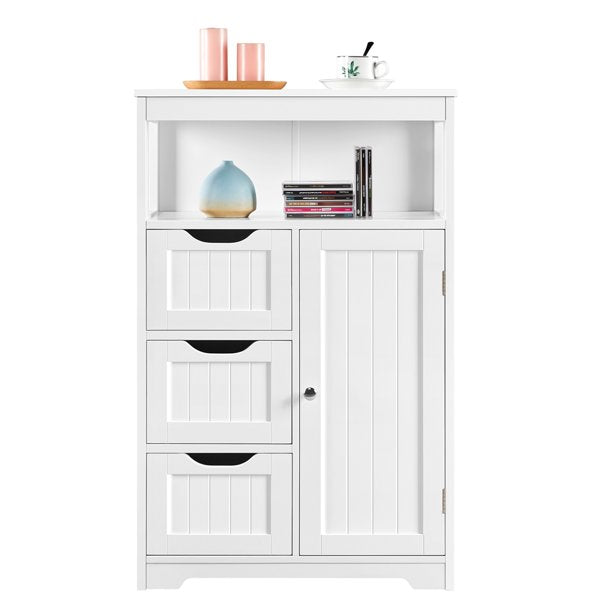 Cute White Dresser with 3 Drawer & Cupboard, Entryway, Cabinet Storage For Home Bedroom Bathroom