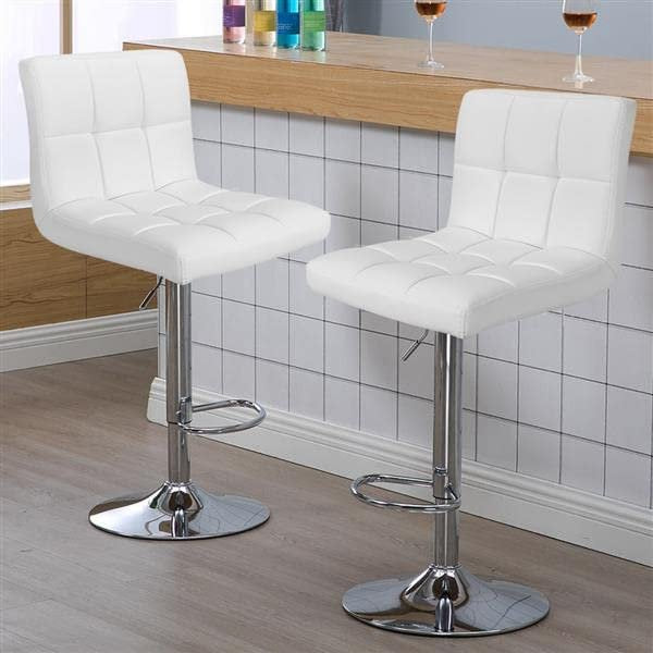 SUPER DEAL! Plush Set of 4 Comfy Leather Bar Stools, Sturdy Base, Adjustable Heights, Swivel*Chic!