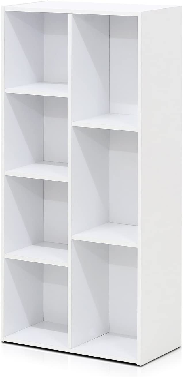 Super Cute 7-Cube Reversible Bookcase or Bookshelf, Versatile Home Office Storage Cabinet, White