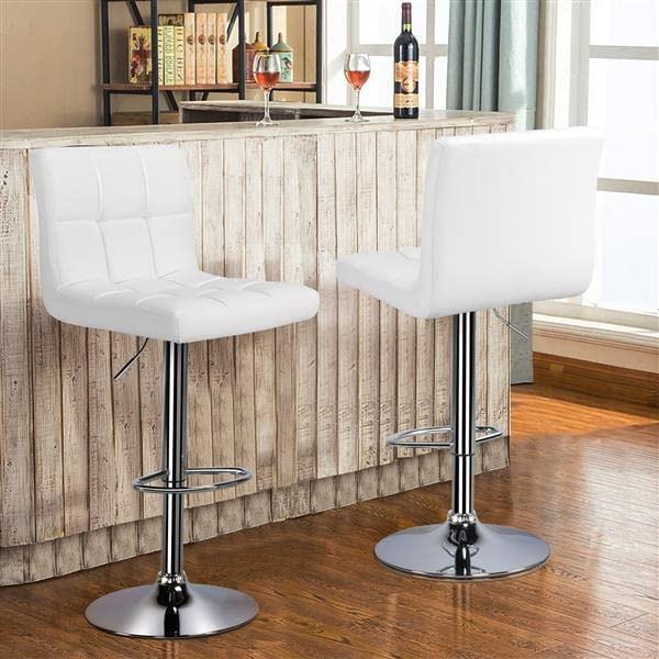 SUPER DEAL! Plush Set of 4 Comfy Leather Bar Stools, Sturdy Base, Adjustable Heights, Swivel*Chic!