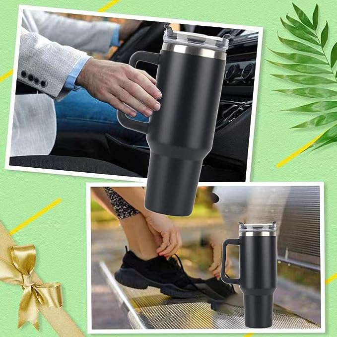 NEW Stainless Steel Water Bottle Travel Mug Iced Coffee Cup for Hot and Cold Beverages 40 OZ, Black