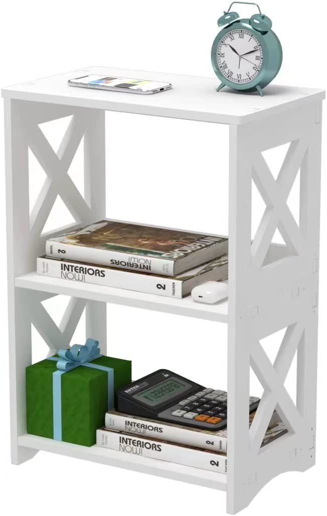 Sleek 2-Tier Bookshelf Sturdy Bookcase Multipurpose End Table Great For living Room Nursery Office