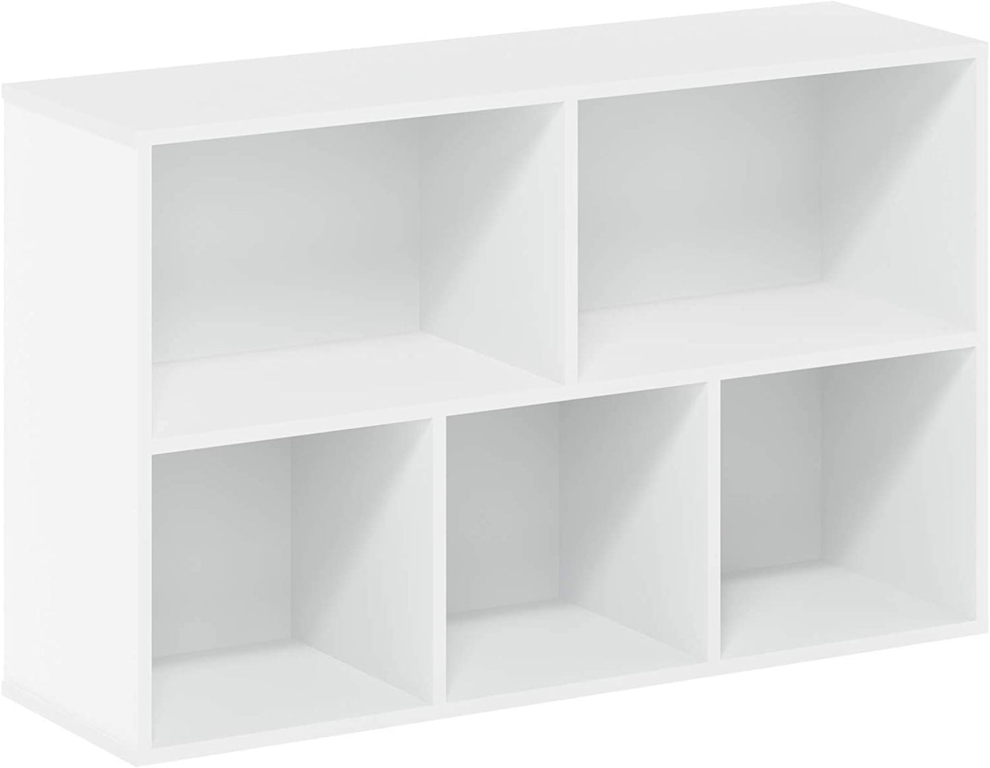 Simple Stylish Modern 5 Cube Bookcase or Bookshelf, Cute Storage Organizer, Toy Organizer, White