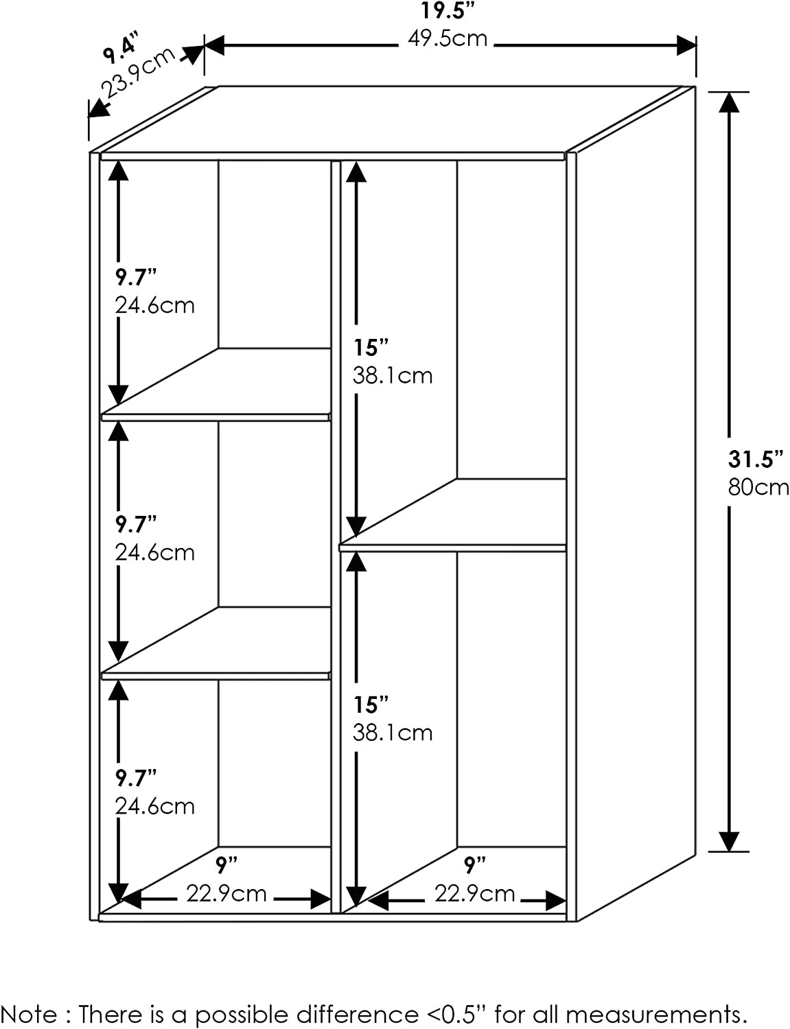 Simple Stylish Modern 5 Cube Bookcase or Bookshelf, Cute Storage Organizer, Toy Organizer, White