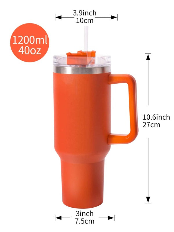 NEW Stainless Steel Water Bottle Travel Mug Iced Coffee Cup for Hot and Cold Beverages 40 OZ, Orange